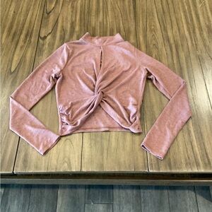 GOOD LUCK GEM Crop key hole twist pink Sweater Shirt Sz small